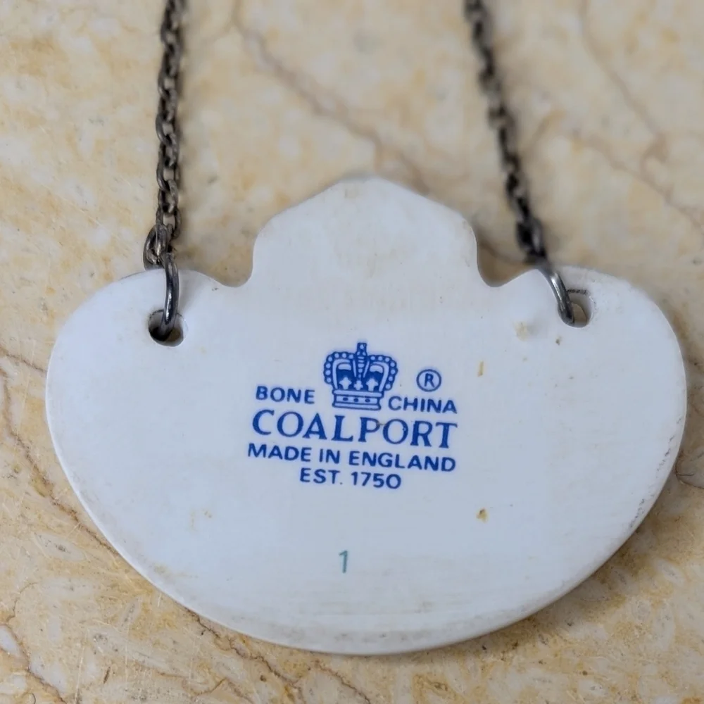 Vintage Coalport Bone China Decanter Gin Tag Label With Chain